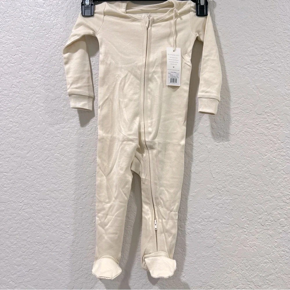 Colored Organics Peyton Zipper Sleeper Natural Size 6-12 months